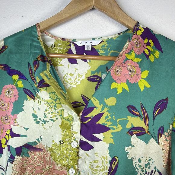 CAbi Women's large 100% Silk Poetry Tunic Top Style 812 Floral fairy Bohemian - Picture 6 of 10